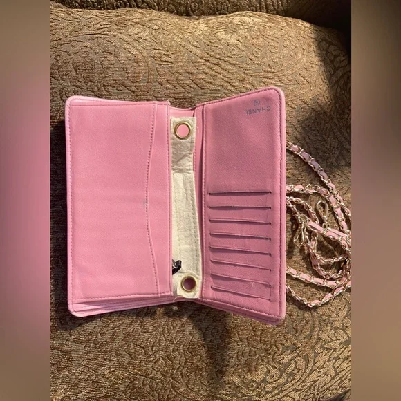 CHANEL CC Pink Leather Wallet-Chain And Wallet To Bag Insert Included - Picture 11 of 12